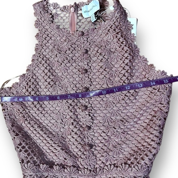 Alice McCall Rouge pink Boogie Nights Cropped Metallic Crocheted Jumpsuit Size 0 - Picture 7 of 12